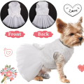 Vestidos de princesa branca de cachorro com bowknot